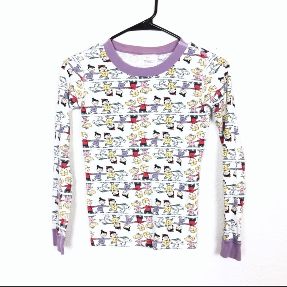 Hanna Anderson kids long sleeve peanuts pj top size 10 girls Charlie Brown